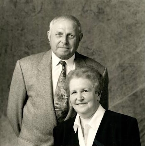 Oma en opa van Katrien — zwart-witfoto